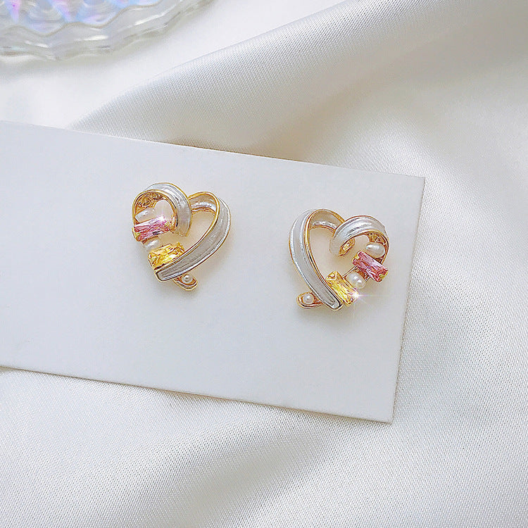 Wholesale Heart Shape Pearl Crystal Earrings